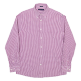 TOMMY HILFIGER Slim Fit Mens Shirt Maroon Gingham Long Sleeve M