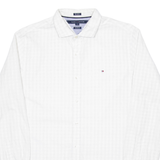 TOMMY HILFIGER Mens Shirt White Gingham Long Sleeve L