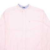 TOMMY HILFIGER Mens Plain Shirt Pink Long Sleeve L