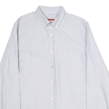 BARBOUR Tailored Fit Mens Shirt Blue 80s Striped Long Sleeve L