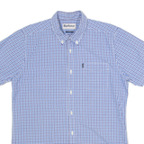 BARBOUR Tailored Fit Mens Shirt Blue 80s Gingham M