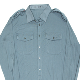 Mens Plain Shirt Green Long Sleeve L