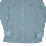 Mens Plain Shirt Green Long Sleeve L