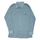 Mens Plain Shirt Green Long Sleeve L