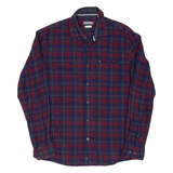 PIERRE CARDIN Mens Shirt Maroon Check Long Sleeve M
