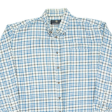 AUTHENTIC WEAR Mens Flannel Shirt Blue Check Long Sleeve L
