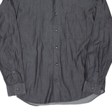 CALVIN KLEIN Mens Plain Shirt Grey Long Sleeve XL