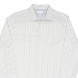 CALVIN KLEIN Mens Shirt White Spotted Long Sleeve M