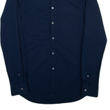DKNY Slim Fit Mens Plain Shirt Blue Long Sleeve S