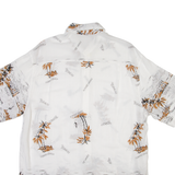 DOMON EXCLUSIVE Mens Hawaiian Shirt White Crazy Pattern Long Sleeve XL