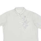 Embroidered Womens Formal Shirt Silver Floral L