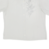 Embroidered Womens Formal Shirt Silver Floral L