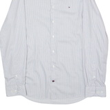 TOMMY HILFIGER Tailored Slim Fit Mens Shirt Grey Striped Long Sleeve L
