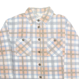 Womens Flannel Shirt Pink Plaid 3/4 Sleeve XL