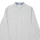 PENGUIN Heritage Slim Fit Mens Shirt White Striped Long Sleeve M