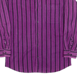 ASH CREEK TRADING Mens Flannel Shirt Purple Striped Long Sleeve M
