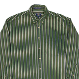 SALMON RIVER Mens Shirt Green Striped Long Sleeve L