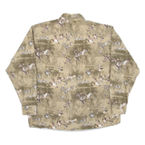 WOODS AND WATER Birds Mens Shirt Beige Crazy Pattern Long Sleeve L