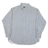 ROUTE 66 Mens Shirt Blue Striped Long Sleeve L
