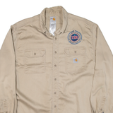 CARHARTT Tall Mens Worker Shirt Beige Long Sleeve 2XL