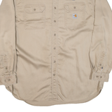 CARHARTT Tall Mens Worker Shirt Beige Long Sleeve 2XL