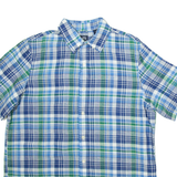 CHAPS Mens Shirt Blue Linen Check L