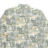 BLUE PALACE Mens Shirt Grey Crazy Pattern Long Sleeve L