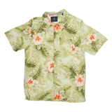 CARIBBEAN JOE Mens Hawaiian Shirt Green Floral M
