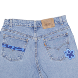 LEVI'S High Waist 575 Cut Off Floral Orange Tab Womens Denim Shorts Blue Regular M W29