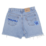 LEVI'S High Waist 575 Cut Off Floral Orange Tab Womens Denim Shorts Blue Regular M W29