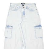DKNY Cargo Womens Jeans White Regular Wide-Leg Acid Wash W32 L29