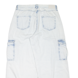 DKNY Cargo Womens Jeans White Regular Wide-Leg Acid Wash W32 L29