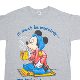 DISNEY Mickey Mouse It Must Be Morning My Tail Is Dragging Mens T-Shirt Grey ONE SIZE
