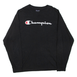 CHAMPION Mens T-Shirt Black Long Sleeve L