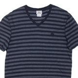 LACOSTE Striped Womens T-Shirt Grey V-Neck M
