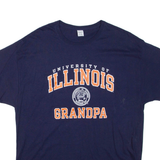 HANES University Of Illinois Mens T-Shirt Blue USA Roll Neck XL
