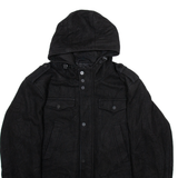 GUESS Mens Chore Coat Black Wool Hooded XL