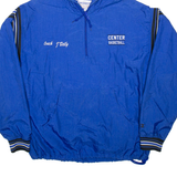 CHAMPION Center Basketball 1/4 Zip Mens Anorak Jacket Blue Nylon Hooded L