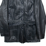 DRESS Womens Trench Coat Black Leather 90s M