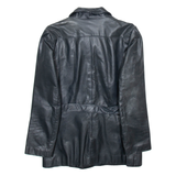 DRESS Womens Trench Coat Black Leather 90s M