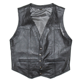 Mens Biker Waistcoat Black Leather Faux Leather S