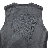 Mens Biker Waistcoat Black Leather Faux Leather S