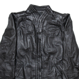 Mens Jacket Black Leather Faux Leather L