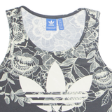 ADIDAS Cropped Floral Womens Vest Black Sleeveless UK 8