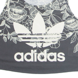 ADIDAS Cropped Floral Womens Vest Black Sleeveless UK 8