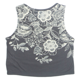 ADIDAS Cropped Floral Womens Vest Black Sleeveless UK 8