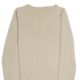 REISS Snap Womens Jumper Beige V-Neck Tight Knit S