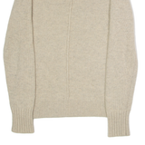 REISS Snap Womens Jumper Beige V-Neck Tight Knit S