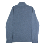 BOSS Misha Womens Jumper Blue 1/4 Zip Tight Knit Wool 3XL