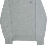 TIMBERLAND Mens Jumper Grey 1/4 Zip Tight Knit M